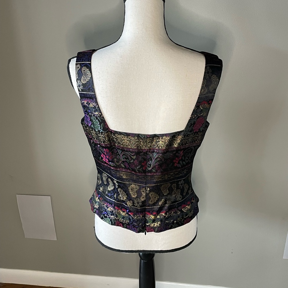 Elegant J.R. Nites Black and Purple Brocade Women's Top - Picture 3 of 13